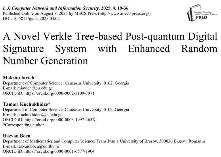 Read more about the article Our latest research paper – A Novel Verkle Tree-based Post-quantum Digital Signature System with Enhanced Random Number Generation